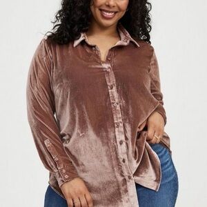 Torrid Velvet Button-Down Shirt